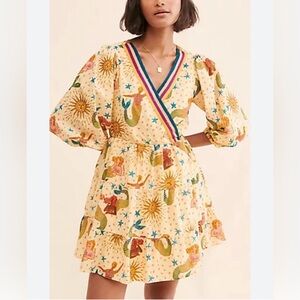 FARM RIO x Anthropologie Mermaid Mini Wrap Dress Small